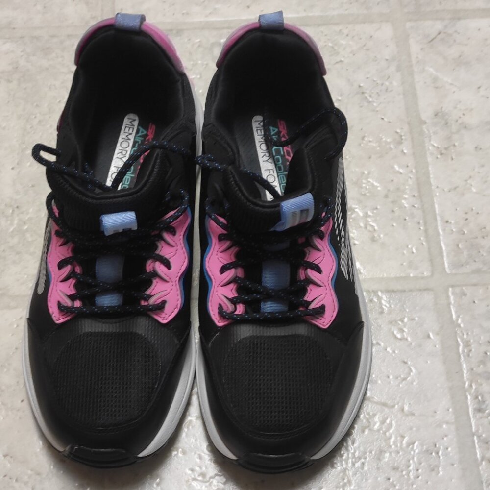 Women's Black Athletic Sneakers with Pink Accents